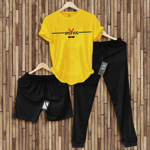 Stripped Printed Yellow Spo Vog Summer 3 In 1 Tracksuit