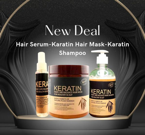 Revitalize Your Hair with our New Deal: Pack of 3 - Keratin Hair Mask, Karatin Shampoo, and Karatin Hair Serum