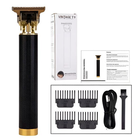 Golden Touch: The Professional T9 Vintage Rechargeable Metal Trimmer for Men