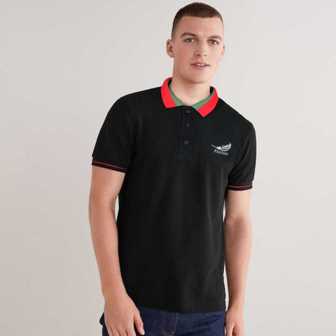 Feathers Slim Fit Half Sleeve Plain Black Polo Shirt For Men